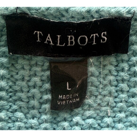 Talbots Women's Light Blue Rib Knit Sweater Classic Minimalist Button Accents Lg - Picture 5 of 8